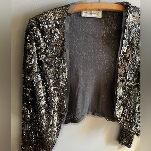 Silver sequin cropped jacket